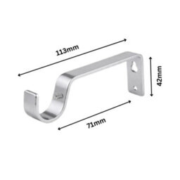 2X Silver Colour Heavy Duty Metal Curtain Pole Brackets 28mm Wall Support By Homeelabador - thumbnail 2