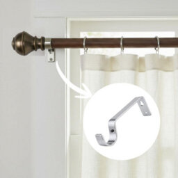 2X Silver Colour Heavy Duty Metal Curtain Pole Brackets 28mm Wall Support By Homeelabador - thumbnail 4