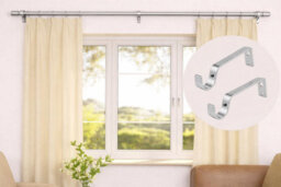 2X Silver Colour Heavy Duty Metal Curtain Pole Brackets 28mm Wall Support By Homeelabador - thumbnail 5