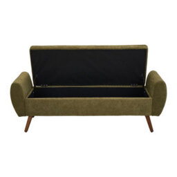 Living And Home Green Chenille Upholstered Storage Bench With Dark Walnut Wooden Legs, 153Cm(W) - thumbnail 4
