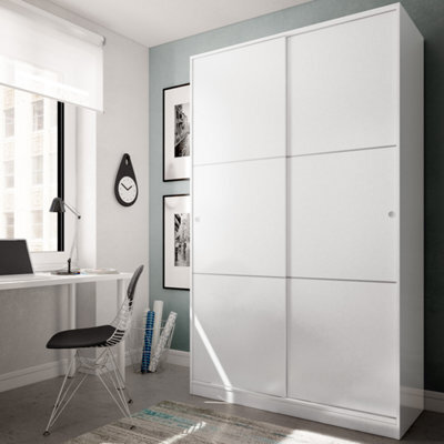 Direct Furniture Suppliers Ltd Top White 2 Door Large Modern Sliding Bedroom Wardrobe - H: 200Cm X W: 120Cm X D: 50Cm - image 1