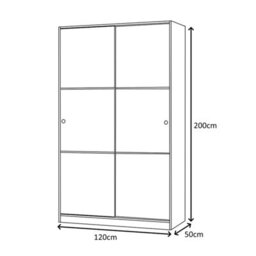 Direct Furniture Suppliers Ltd Top White 2 Door Large Modern Sliding Bedroom Wardrobe - H: 200Cm X W: 120Cm X D: 50Cm - thumbnail 8