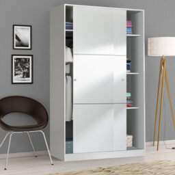 Direct Furniture Suppliers Ltd Top White 2 Door Large Modern Sliding Bedroom Wardrobe - H: 200Cm X W: 120Cm X D: 50Cm - thumbnail 2
