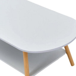 White Oval Coffee Table 2 Tier White & Marble Finish Sofa Side Table For Home Office - thumbnail 4