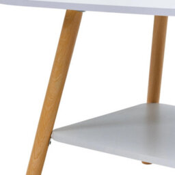White Oval Coffee Table 2 Tier White & Marble Finish Sofa Side Table For Home Office - thumbnail 3