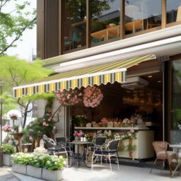 Sundaze 2.5 X 2M Manual Awning Retractable Garden Patio Canopy Sun Shade Shelter With Fittings And Crank Handle Yellow-Stripe