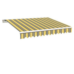 Sundaze 2.5 X 2M Manual Awning Retractable Garden Patio Canopy Sun Shade Shelter With Fittings And Crank Handle Yellow-Stripe - thumbnail 2