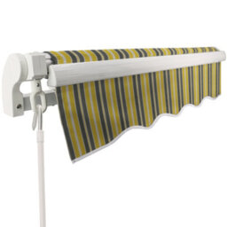 Sundaze 2.5 X 2M Manual Awning Retractable Garden Patio Canopy Sun Shade Shelter With Fittings And Crank Handle Yellow-Stripe - thumbnail 3