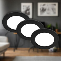 Briloner Set Of 3 Recessed Led Downlights Spotlights Flat Neutral White 11Cm Black - thumbnail 2
