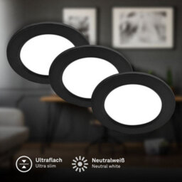 Briloner Set Of 3 Recessed Led Downlights Spotlights Flat Neutral White 11Cm Black - thumbnail 3
