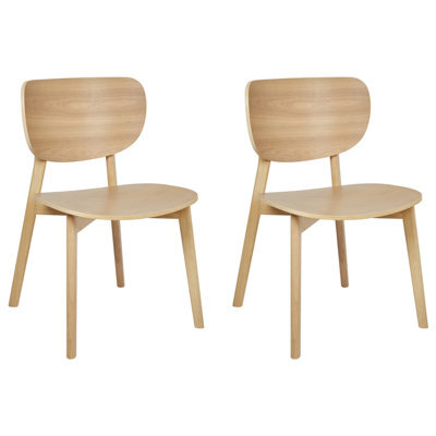 Beliani Set Of 2 Dining Chairs Overly Wood Light Brown - image 1