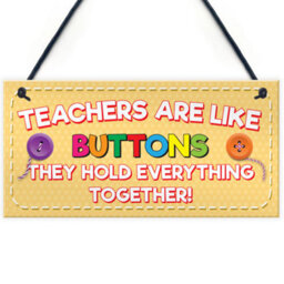 Red Ocean Teachers Like Buttons Thank You Gift Nursery Hanging Plaque Tutor Present Sign - thumbnail 1