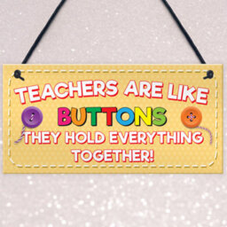 Red Ocean Teachers Like Buttons Thank You Gift Nursery Hanging Plaque Tutor Present Sign - thumbnail 3