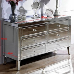 Interior Emporium Valencia Mirrored Chest Of 6 Drawers - Pre-Assembled - Plain - thumbnail 2