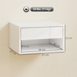 Homcom Floating Nightstands Set Of 2, Bedside Table W/ Drawer And Open Shelf - thumbnail 3