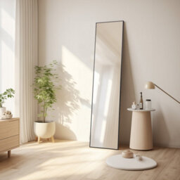 Thehotsale Elegant Black Aluminum Alloy Frame Glass Full-Length Mirror Wall-Mounted Floor-Standing Dual-Use 40Cm W X 150Cm H - thumbnail 3