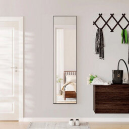 Thehotsale Elegant Black Aluminum Alloy Frame Glass Full-Length Mirror Wall-Mounted Floor-Standing Dual-Use 40Cm W X 150Cm H - thumbnail 2