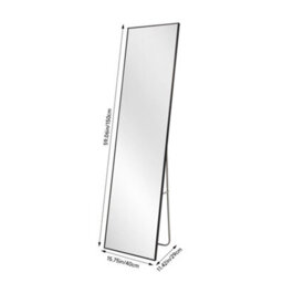 Thehotsale Elegant Black Aluminum Alloy Frame Glass Full-Length Mirror Wall-Mounted Floor-Standing Dual-Use 40Cm W X 150Cm H - thumbnail 9
