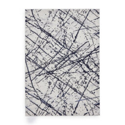 Blue Silver Abstract Marble Metallic Rug, 11mm Thick Stain-Resistant Rug, Modern Rug For Dining Room-120Cm X 170Cm - thumbnail 1