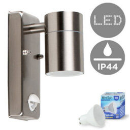 Valuelights Barrow Stainless Steel Outdoor Garden Wall Down Light With Pir Motion Sensor - Ip44 Rated With Led Bulb - thumbnail 2