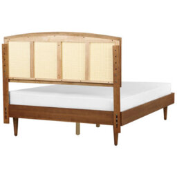 Beliani Bed With Led Rattan Varzy 140 X 200 Cm (Eu Double) Brown - thumbnail 6