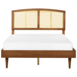 Beliani Bed With Led Rattan Varzy 140 X 200 Cm (Eu Double) Brown - thumbnail 5