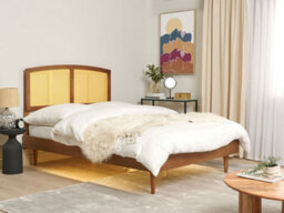 Beliani Bed With Led Rattan Varzy 140 X 200 Cm (Eu Double) Brown - thumbnail 2
