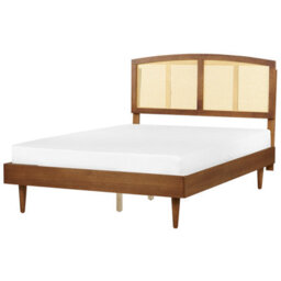 Beliani Bed With Led Rattan Varzy 140 X 200 Cm (Eu Double) Brown - thumbnail 4