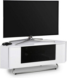 "Homeology Hampshire Corner-Friendly Gloss White With Black Glass Beam-Thru Remote Friendly Door Up To 50"" Flat Screen Tv Cabinet" - thumbnail 2