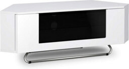 "Homeology Hampshire Corner-Friendly Gloss White With Black Glass Beam-Thru Remote Friendly Door Up To 50"" Flat Screen Tv Cabinet" - thumbnail 6