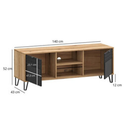 Heze Furniture Bellano Tv Unit With Storage - Evok Oak / Black - thumbnail 4