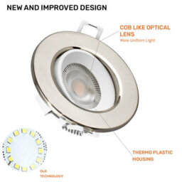 Paul Russells Led Downlight Brush Nickel Non-Dimmable Tiltable Recessed Spotlight 4.8W 400 Lumens Ip44 Warm White 3000K Pack Of 10 - thumbnail 5
