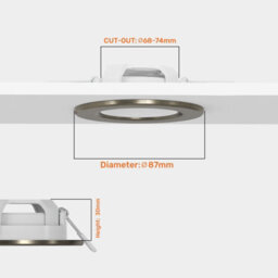 Paul Russells Led Downlight Brush Nickel Non-Dimmable Tiltable Recessed Spotlight 4.8W 400 Lumens Ip44 Warm White 3000K Pack Of 10 - thumbnail 2