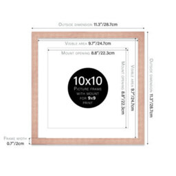 "10X10"" Bronze Picture Frame - 10X10"" Square Frame With 9X9"" Mount For 10X10""/9X9"" Pictures Art Deco Style Room Decor, 1 Pack" - thumbnail 2