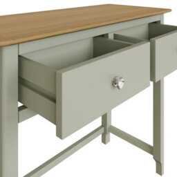 Fwstyle 2 Drawer Dressing Table Vanity Makeup Sage Green & Oak (H) 80Cm (W) 90Cm (D) 40Cm - thumbnail 5