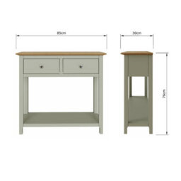 Fwstyle 2 Drawer Dressing Table Vanity Makeup Sage Green & Oak (H) 80Cm (W) 90Cm (D) 40Cm - thumbnail 6