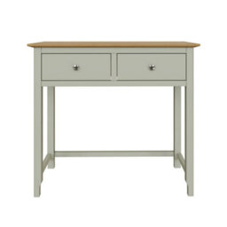 Fwstyle 2 Drawer Dressing Table Vanity Makeup Sage Green & Oak (H) 80Cm (W) 90Cm (D) 40Cm - thumbnail 4
