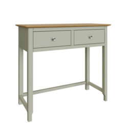 Fwstyle 2 Drawer Dressing Table Vanity Makeup Sage Green & Oak (H) 80Cm (W) 90Cm (D) 40Cm - thumbnail 2