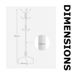 Metal Hallway Coat Rack Stand With 12 Hooks White - thumbnail 7