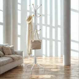Metal Hallway Coat Rack Stand With 12 Hooks White - thumbnail 1