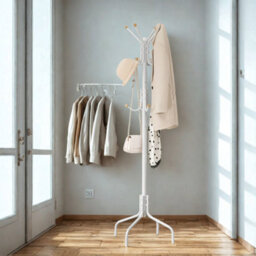 Metal Hallway Coat Rack Stand With 12 Hooks White - thumbnail 3