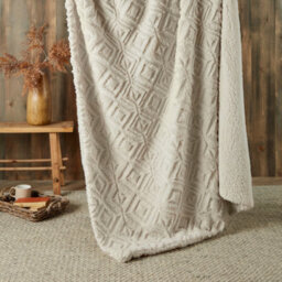 Fusion Geo Fleece Natural Super Soft Fleece & Sherpa Throw