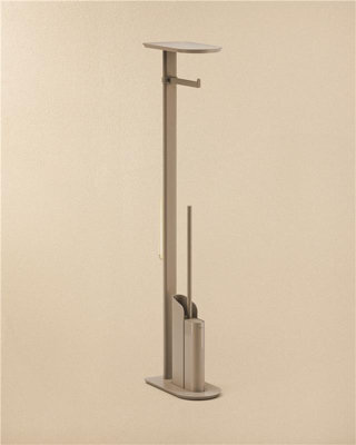 Cosmic Silicone Toilet Brush With Toilet Roll Holder, Slim Design, Beige, Flat Collection - image 1