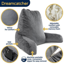 Dreamcatcher Large Grey Reading Pillow, Shredded Memory Foam Cuddle Cuddle Cushion Backrest, Arm Support ,washable Velvet Cover - thumbnail 8