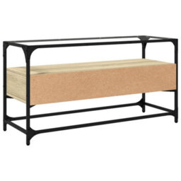 Berkfield Industrial Tv Cabinet With Glass Top Sonoma Oak 98X35X51 Cm Engineered Wood - thumbnail 6
