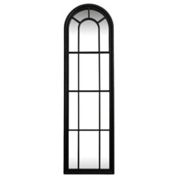 Hill Interiors Black Wood Tall Arched Window Mirror Elegant Wall Décor Piece - thumbnail 1
