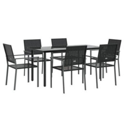 Berkfield 7 Piece Garden Dining Set Poly Rattan And Steel - thumbnail 3