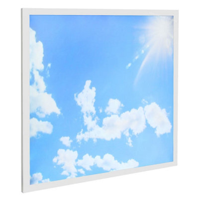 Long Life Lamps Company 40W Blue Sky Led Ceiling Panel Light 600 X 600 Cloud Sun Scene - image 1