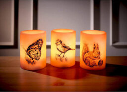 3 X Animal Design Real Wax Led Pillar Candles - Battery Powered Flickering Light Home Decorations - Each H10 X 7.5Cm - thumbnail 2