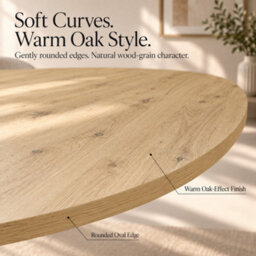 Abrihome Warm Oak Effect Extendable Dining Table 120-160Cm, Oval For 4-6, Self Storing Leaf, Black Metal Spider Legs, Modern Kitchen Table - thumbnail 3